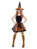 Party x People 3tlg. Kostüm ''Hexe Agatha'' in Orange/ Schwarz