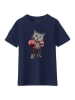 WOOOP Shirt "Boxing cat" in Dunkelblau