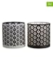 J Line Świeczniki (2 szt.) w kolorze biało-czarnym - wys. 24,5 x Ø 24,5 cm