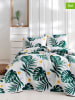Colourful Cotton 3-delige bedspreiset "Monstera" groen/wit