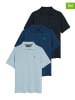 Polo Club 3er-Set: Poloshirts in Hellblau/ Blau/ Dunkelblau