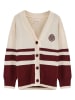 Polo Club Cardigan in Creme/ Bordeaux