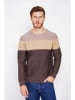 William de Faye Pullover in Dunkelbraun/ Beige