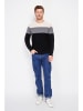 William de Faye Pullover in Schwarz/ Grau/ Creme