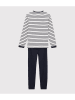 PETIT BATEAU Pyjama in Dunkelblau/ Weiß