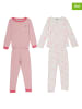PETIT BATEAU 2er-Set: Pyjamas in Weiß/ Rosa