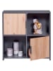 Inter Link Standregal "Pepeto" in Anthrazit/ Eiche - (B)77 x (H)77 x (T)30 cm