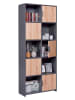 Inter Link Staande kast "Pepeto" antraciet/eikenkleurig - (B)77 x (H)185 x (D)30 cm