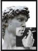 Ars Longa Gerahmter Kunstdruck "Statue of David with Cigarette" - (L)70 x (B)50 cm