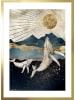 Ars Longa Ingelijste kunstdruk "Whale in the golden sun" - (L)70 x (B)50 cm