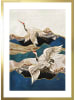 Ars Longa Gerahmter Kunstdruck "Gold Flying Cranes" - (L)70 x (B)50 cm