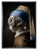 Ars Longa Gerahmter Kunstdruck "Cat With A Pearl Earring" - (L)70 x (B)50 cm