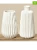 Boltze 2er-Set: Vasen "Esko" in Weiß - (H)17 cm
