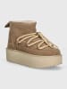 INUIKII Leder-Winterboots "Classic Low Platform" in Beige