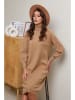 Soft Cashmere Sukienka dzianinowa w kolorze jasnobrązowym
