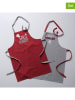 Boltze 2er-Set: Schürzen "Grillzeit" in Rot/ Hellgrau - (L)84 x (B)60 cm