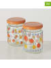 Boltze 2er-Set: Vorratsgläser "Fruits" in Gelb/ Orange - 240 ml