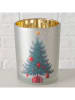 Boltze Windlicht "Christmas Tree" in Silber/ Grün - (H)12,5 cm