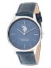 U.S. Polo Assn. Kwartshorloge donkerblauw/zilverkleurig