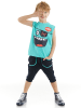 Denokids 2-delige outfit "Ahoy" turquoise/zwart