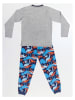 Denokids 2-delige outfit "T-rex Info" grijs/blauw