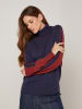 Rodier Rollkragenpullover in Dunkelblau/ Bordeaux
