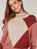 Rodier Rollkragenpullover in Beige/ Rot/ Rosa