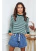 Joséfine Pullover "Dweg" in Grün/ Weiß