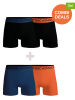 Muchachomalo 4er-Set: Boxershorts in Schwarz/ Dunkelblau/ Orange
