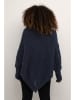 Cream Poncho "Holiday" donkerblauw