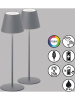 FH Lighting 2er-Set: LED-Tischleuchten "Cosenza" in Grau - (H)38 x Ø 12 cm