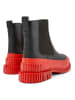 Camper Leder-Chelsea-Boots in Schwarz/ Rot