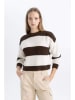 DeFacto Sweter w kolorze brązowo-białym