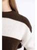 DeFacto Sweter w kolorze brązowo-białym