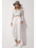 Hapiness Istanbul Lniane spodnie w kolorze białym