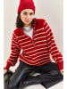 Bianco Lucci Pullover in Rot/ Weiß
