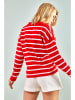 Bianco Lucci Pullover in Rot/ Weiß