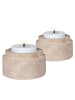 House Nordic 2er-Set: Teelichthalter in Beige - (H)4,5 cm x Ø 7 cm