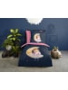 Good Morning Renforcé beddengoedset "Cara" donkerblauw/lichtroze