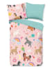 Good Morning Beddengoedset "Horses" lichtroze/meerkleurig