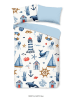 Good Morning Beddengoedset "Ahoy" wit/lichtblauw
