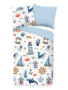 Good Morning Beddengoedset "Ahoy" wit/lichtblauw