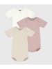 PETIT BATEAU 3-delige set: rompers lichtroze/beige/wit
