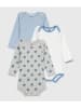 PETIT BATEAU 3-delige set: rompers lichtblauw/wit/grijs