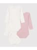 PETIT BATEAU 3-delige set: rompers lichtroze/wit