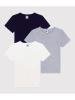 PETIT BATEAU 3-delige set: shirts zwart/wit/grijs