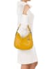 Mia Tomazzi Leren schoudertas "Molise" mosterdgeel - (B)30 x (H)20 x (D)8 cm