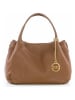 Mia Tomazzi Leren handtas "Maggiore" lichtbruin - (B)28 x (H)20 x (D)12 cm