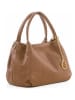 Mia Tomazzi Leren handtas "Maggiore" lichtbruin - (B)28 x (H)20 x (D)12 cm