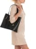 Mia Tomazzi Leder-Schultertasche in Schwarz - (B)35 x (H)28 x (T)14 cm